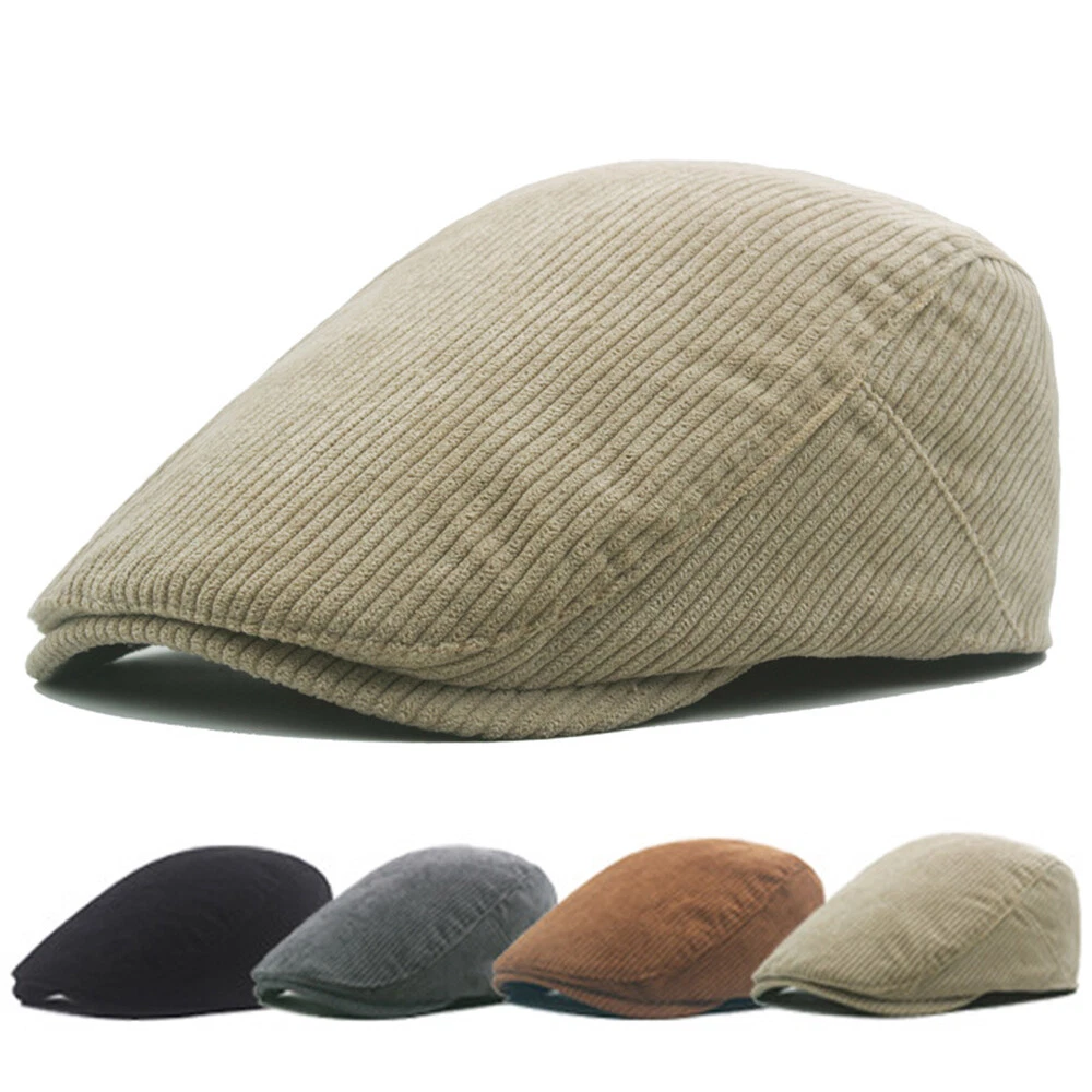 Fall Winter Camel Corduroy Man Ivy Cap Dad Hat Vintage Casual Newsboy Hat Berets