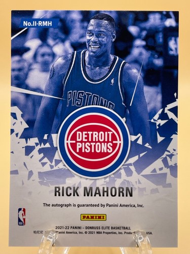 2021-22 Panini Donruss Elite Impact Impressions Rick Mahorn #II-RMH Auto Pistons - Picture 2 of 2