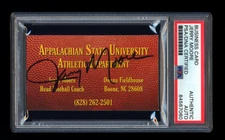 JERRY MOORE SIGNED BUSINESS CARD PSA/DNA APPALACIAN STATE MOUNTAINEERS NTL CHAMP
