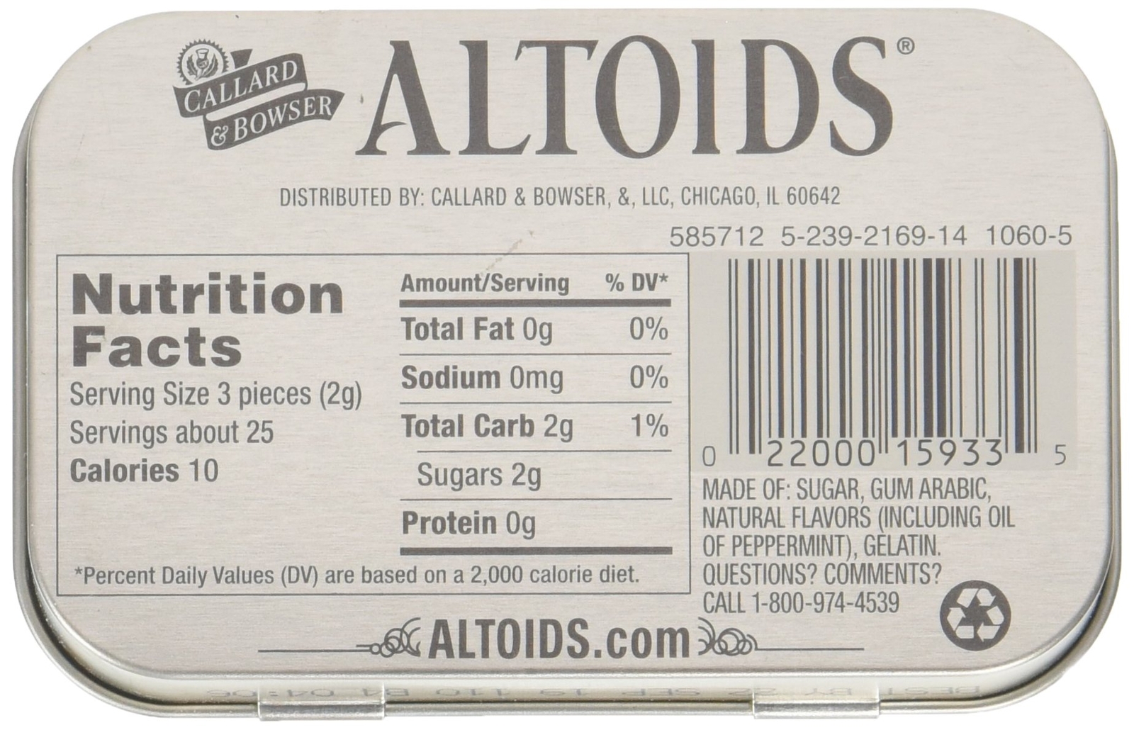 Wrigley Curiously Strong Mints 1.76 Oz. Tin