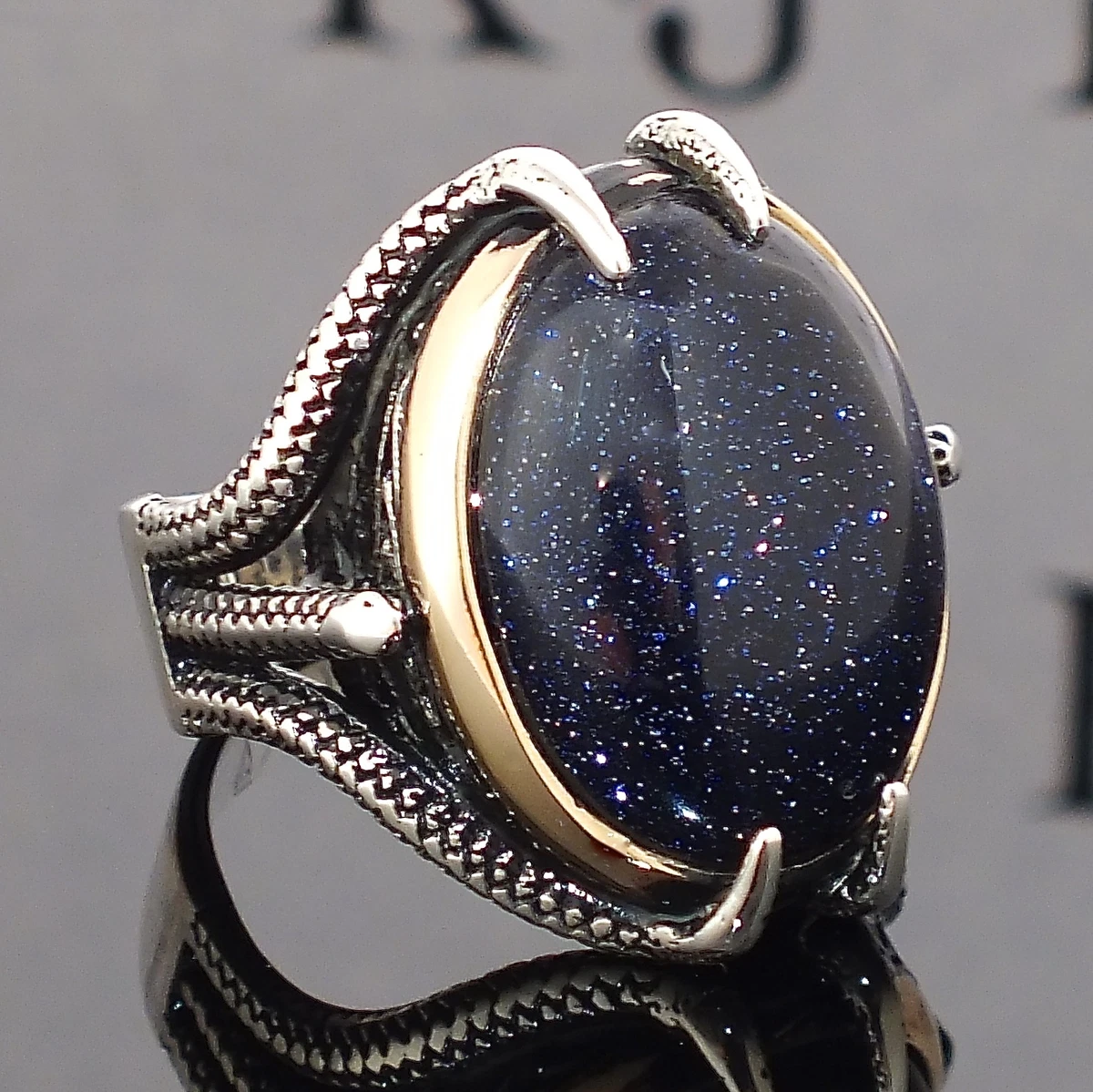 Blue aventurine ring deals