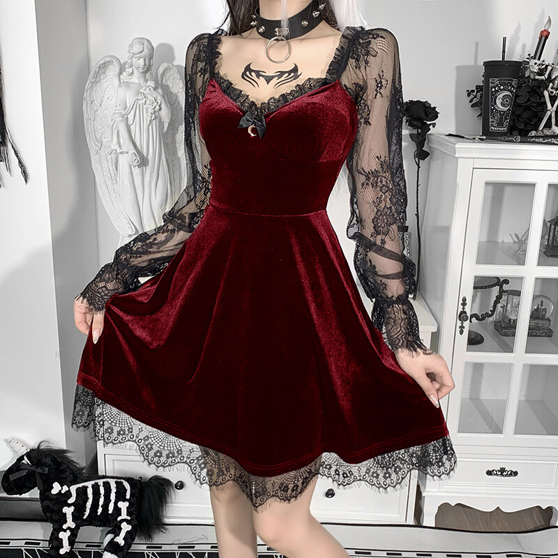 トップス VOCK Moonlight Long Sleeve Velvet Dress s-l1200.jpg