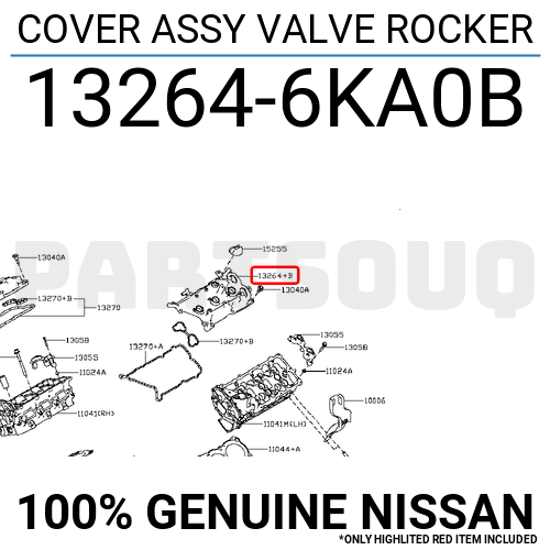 132646KA0B Genuine Nissan COVER ASSY VALVE ROCKER 13264