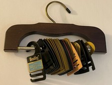 8  MCM VINTAGE BROWN WOOD TIE ORGANIZER RACK HANGER NECKTIE SCARF BELTS NICE 