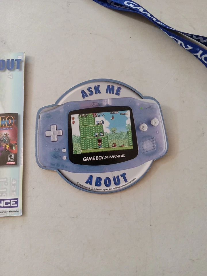 Vintage Gameboy Advance Promo Keychain Lanyard & Pin 2001 Rare Nintendo GBA VTG  - Image 2 of 4