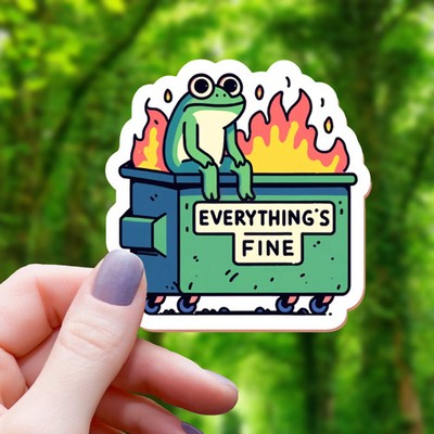 Mimic Gaming Co - Everythings Fine Frog on Dumpster Sticker - 3''