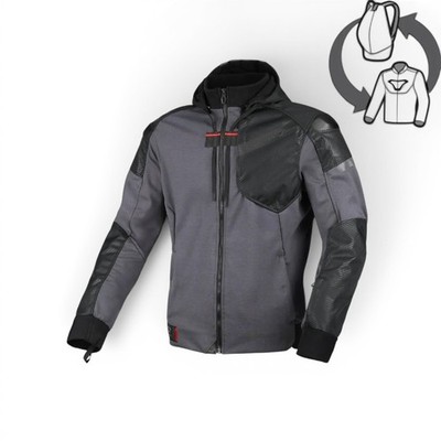 MACNA Motorrad Hoodie Mit Wende-/Rucksackfunktion Abnehmbar Grau, Schwarz