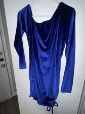PrettyLittleThing Blue Off The Shoulder Dress Size 12