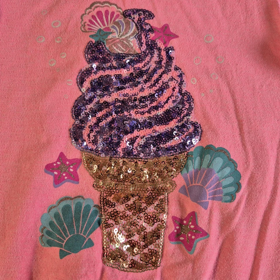 Tommy Bahama Shirt Girls Large Pink Sequin Ice Cream Mermaid Sleeveless Summer - Image 2 of 4