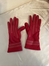Small Warm Weather Vintage Leather Trimmed Gloves