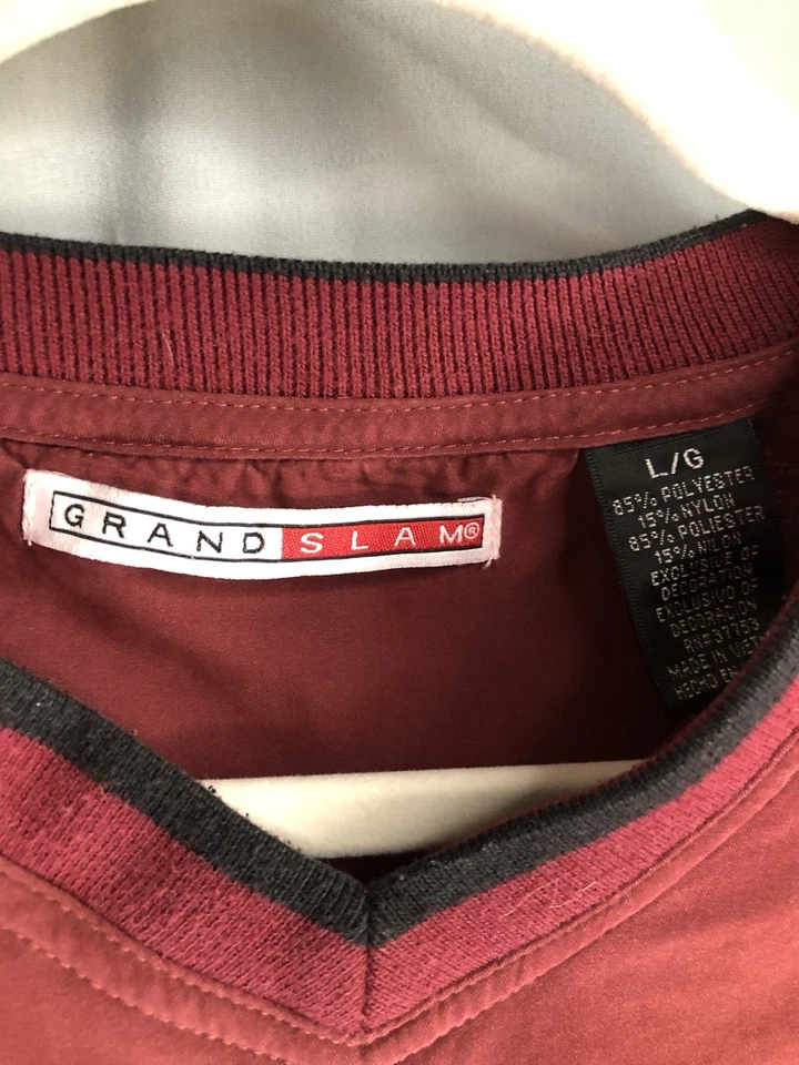 Grand Slam Golf Mens Pullover sz L Burgundy Convertible Sleeves Wind Breaker  - Image 2 of 4