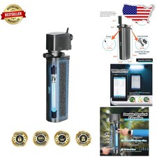 UV Aquarium Filter 600GPH Pump 100-500 Gal Tank Separate Switches Crystal Clear