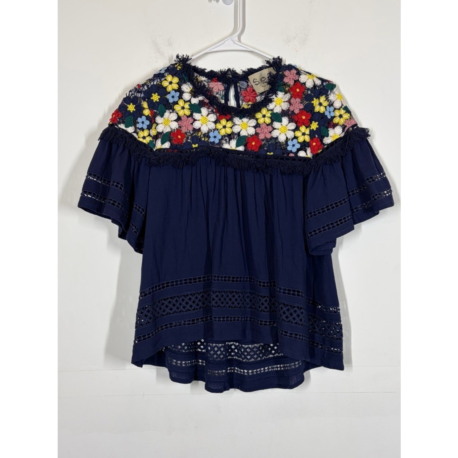 SEA New York Floral Embroidered Top Size 4