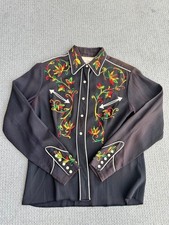 California Ranchwear Gabardine Western Pearl Snap Chain Stitch 1940s Used