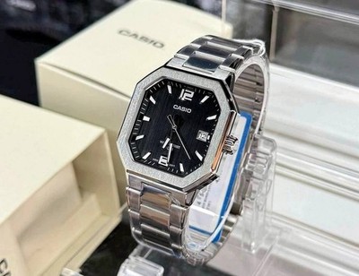 Casio MTP-B195D-1AVDF Men's Stainless Steel Watch Black Dial Date