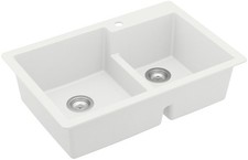 Karran USA QT-811 Quartz QT 33" Drop In Double Basin Quartz - White