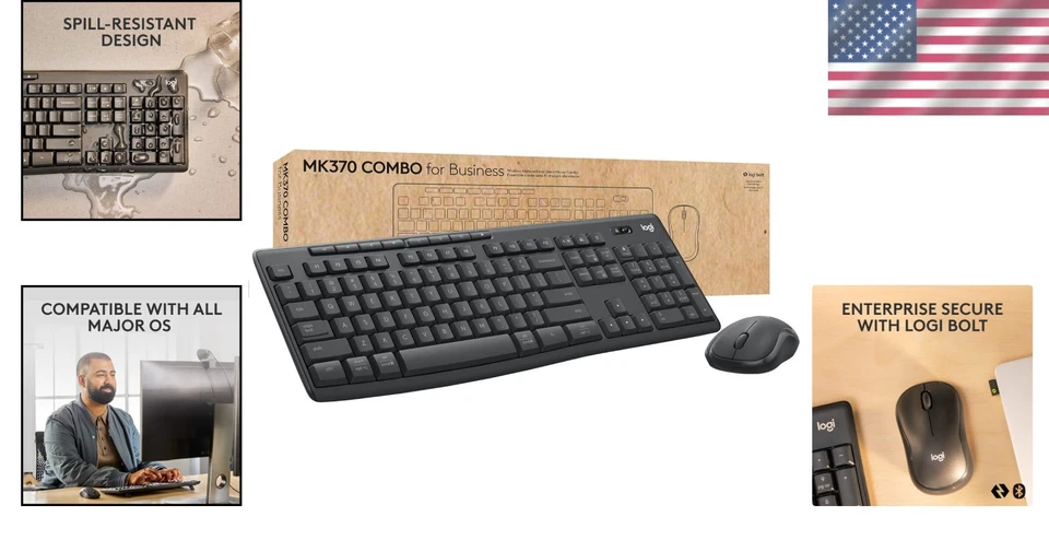 Logitech MK370 Wireless Keyboard and Mouse Combo - Graphite - Image 2 of 4
