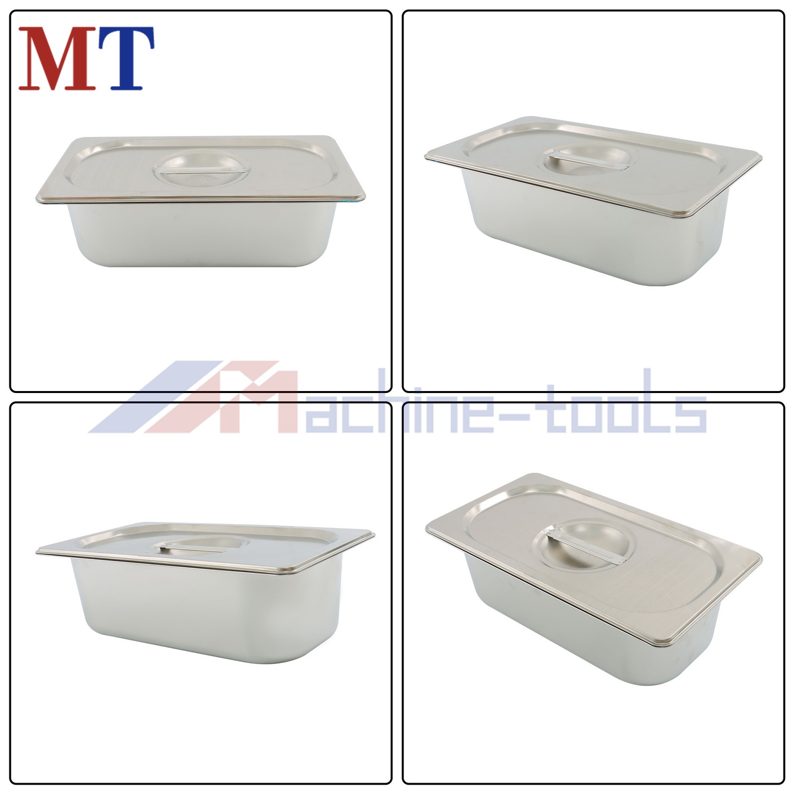 2 Commercial 1/3 Hotel Pans & Lids, 3.6 Inch Deep, Stainless Steel Food Pans