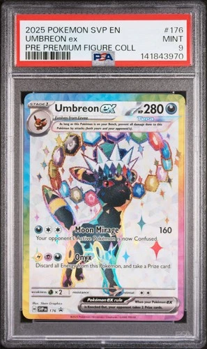 2025 POKEMON PRISMATIC EVOLUTIONS PREMIUM FIGURE COLLECTION UMBREON EX PSA 9