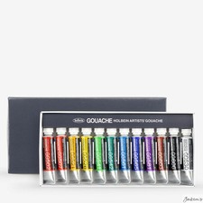 Holbein Artists' Gouache Paint Set 12 x 5ml Tubes For Illustration Design