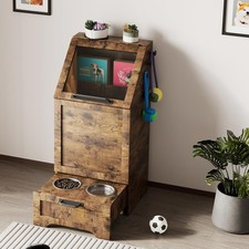 Dog Feeding Station With 2 Elevated Bowls Pet Feeding Station  Storage Cabinet