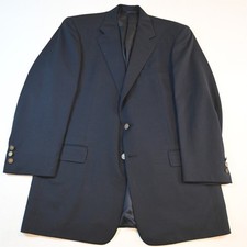 Hickey Freeman USA Made 43L Navy 100 Wool Gold Button Blazer Jacket Sport Coat