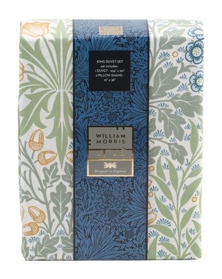 WILLIAM MORRIS KING duvet set OAK AND WILLOW-LEAF GREEN 100% cotton RARE NEW