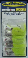 Blakemore 1009-12 Striper Bucktail Road Runner 1 oz Chart WhtRed Card of 6