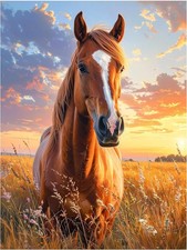 Tile Mural Chestnut Horse at Sunset, Farm Nature Kitchen Wall Art Backsplash