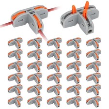 3 Way Wire Connectors Push In T Shape 30pc Lever Lock Quick Splice 28-12 AWG