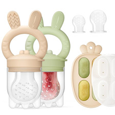 2 Pack Baby Fruit Feeder  Freezer Nibble Tray Combo, Push Pop Baby Food Feeder