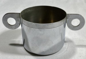 Vtg Art Deco Chrome on Copper Small Container Sugar Bowl