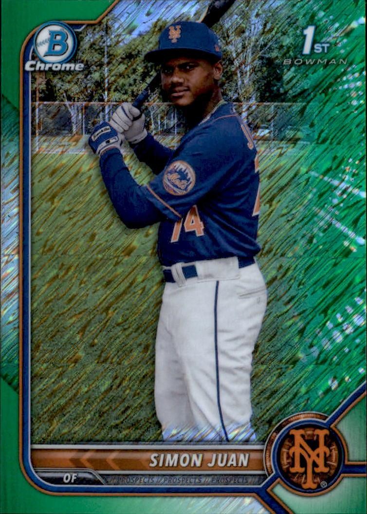 2022 Bowman Chrome #BCP-170 Simon Juan Prospects Green Shimmer Refractor #/99
