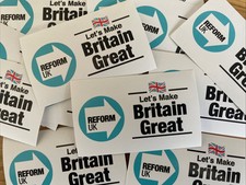 Pack Of 25 x Reform UK Great Britain Stickers -   Nigel Farage United Kingdom