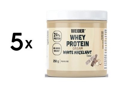 5 x Weider Whey Protein Cream (250g) White Hazelnut (25,59 EUR/kg)