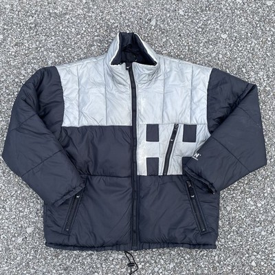 Helly Hansen Jacket Mens Extra Large Black Gray Goose Down Puffer Coat Ski Y2K