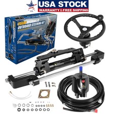 200 HP Outboard Hydraulic Steering Kit Boat Marine System Pump 26 ft Hose Wheel