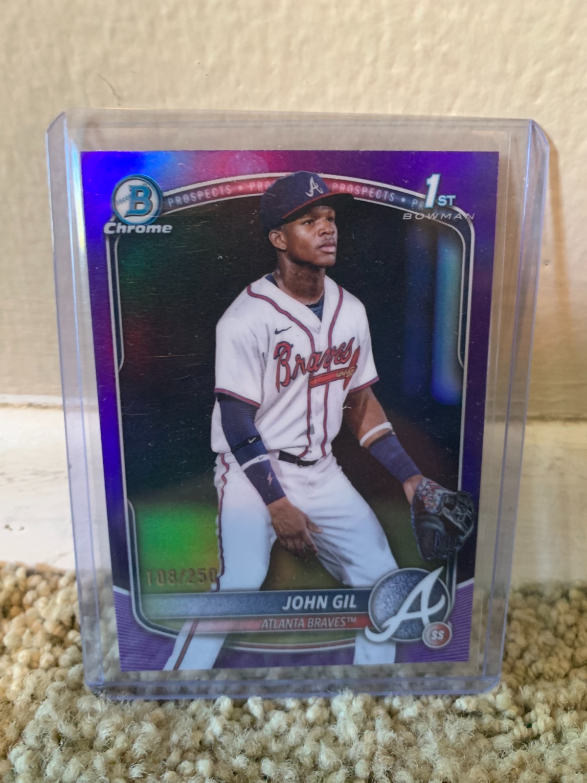 JOHN GIL 2025 BOWMAN CHROME 1ST PURPLE REFRACTOR BRAVES /250 BRAVES