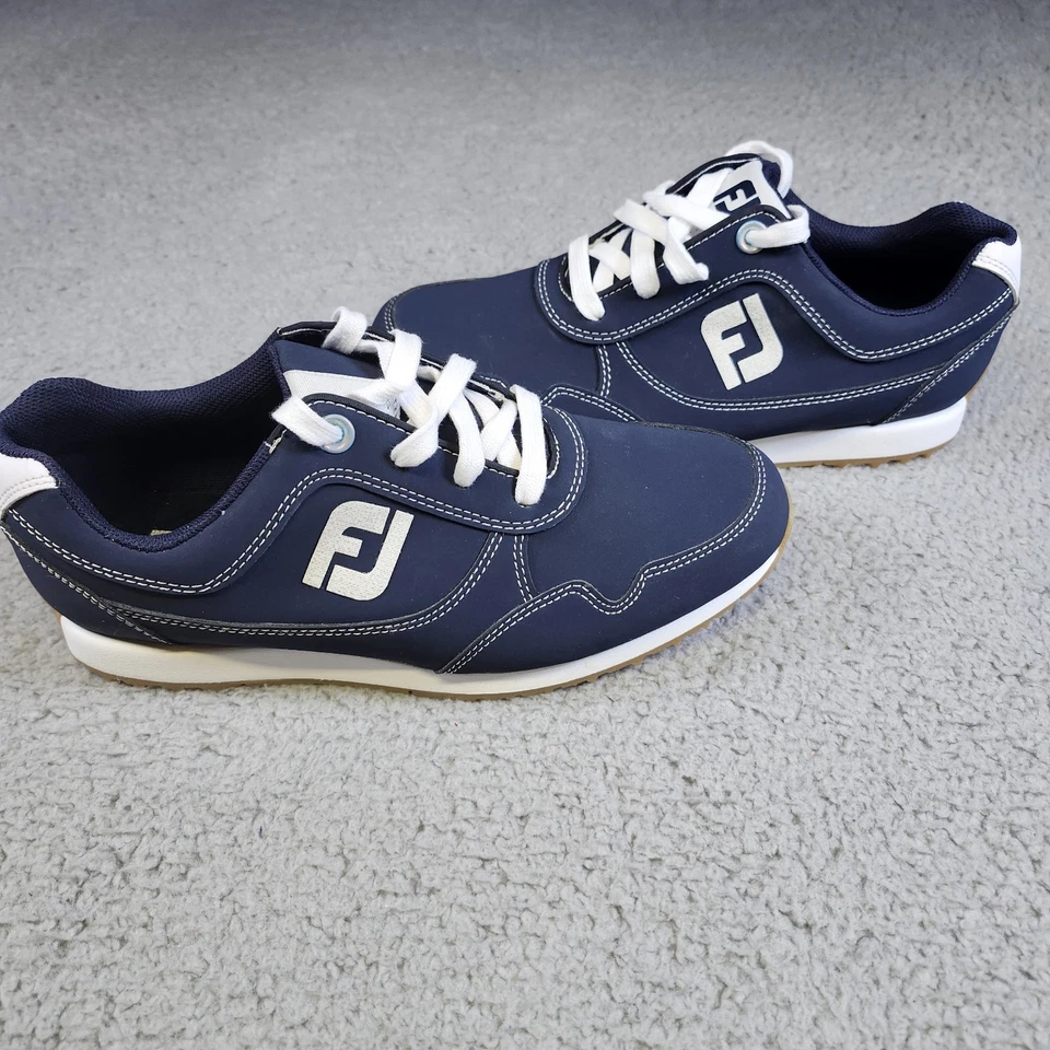 Sapatos casuais femininos Foot Joy tamanho 7 golfe azul marinho e branco snickers - Imagem 2 de 4
