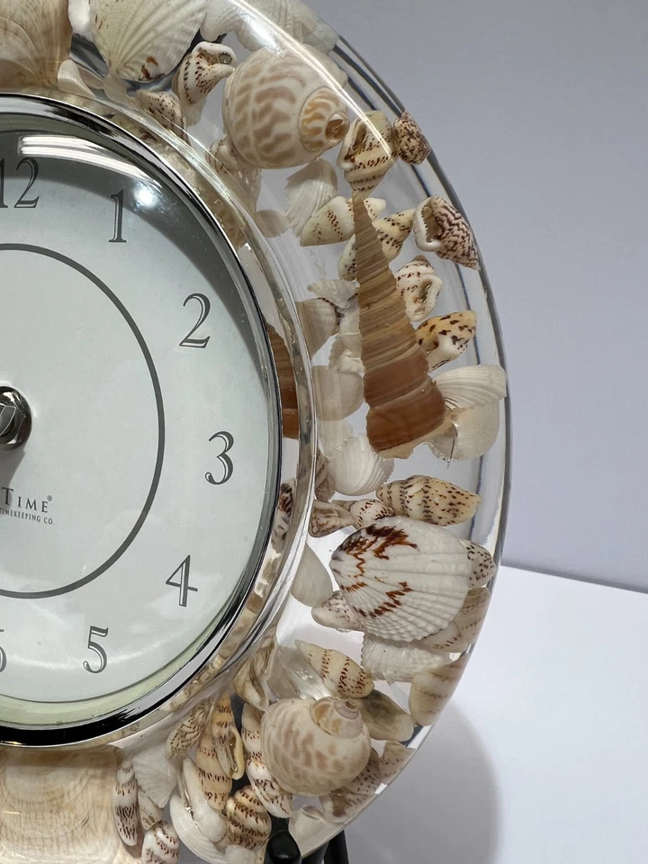 Reloj de Pared Primera Vez Sea Shell - Funciona - Acrílico Lucite Ocean Beach Tropical Foto 2 de 4