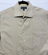 Paul Fredrick Imperial 100s Two Ply Cotton Shirt 16.5 37 Slim Stripe French Cuff