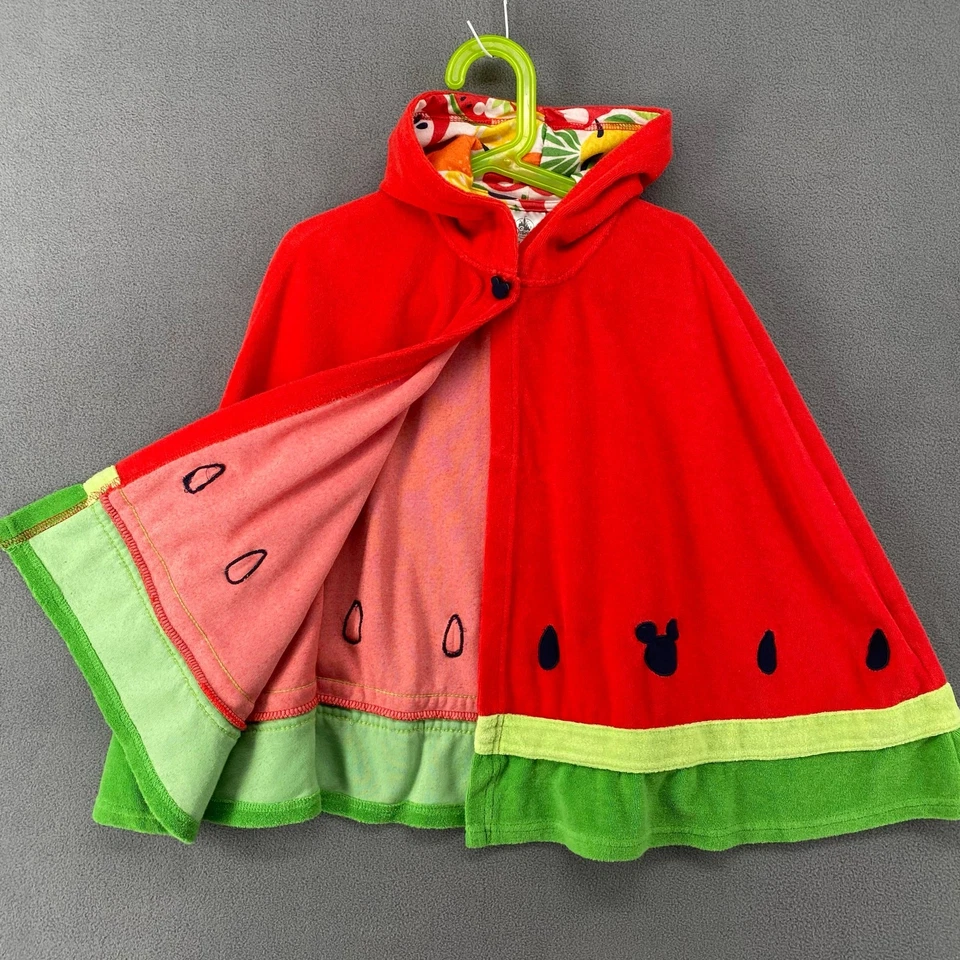 Disney Mickey Mouse Watermelon Swim Poncho Girls XS 4 Red Hooded Pool Beach - Image 4 of 4