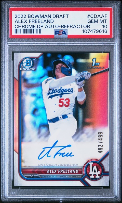 2022 Bowman Chrome Draft Alex Freeland Refractor AUTO /499 PSA 10 Dodgers 🔥