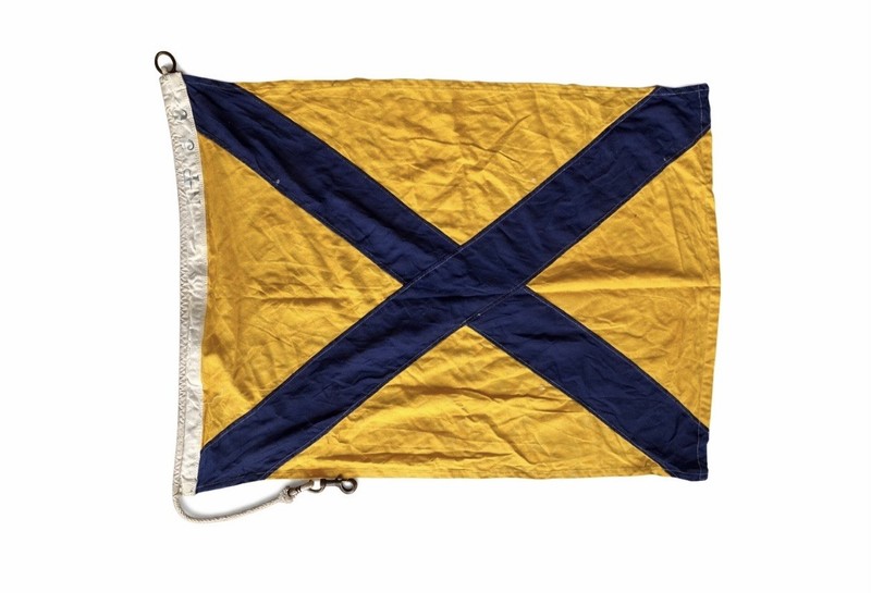 Antique Cotton 1944 US Navy  Signal Flag Maritime  Burgee  27x36”
