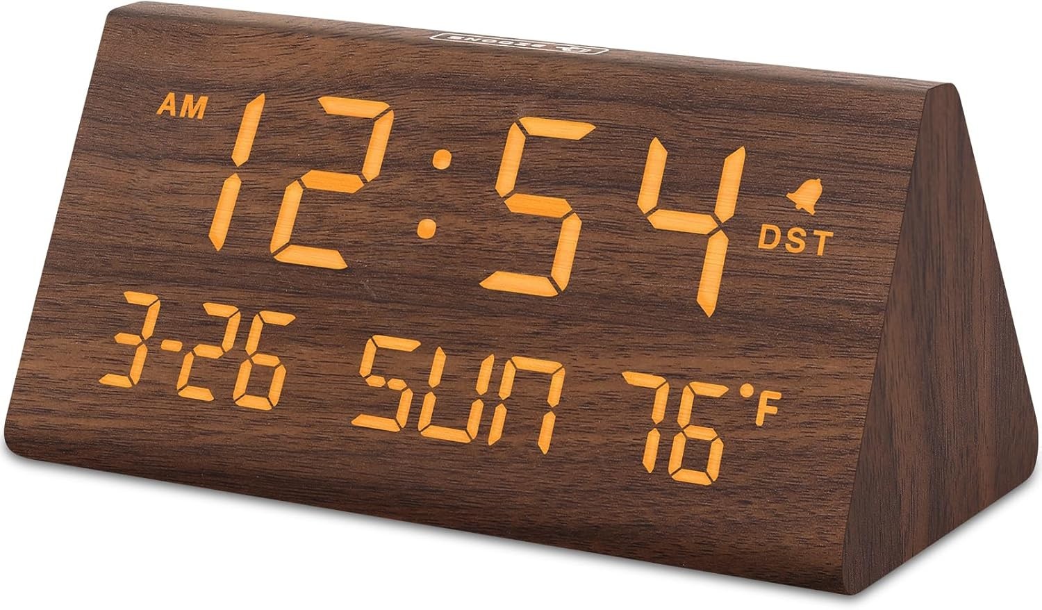 For Bedrooms - Wooden Desk Clock With Date Day Of Week U...