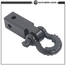 Black 34 D-ring Shackle Hook For 2 Hitch Receiver Heavy Duty Tow Hook Steel