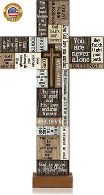 Easter Christians Crossword Wall Sign Words and Saying Wooden Cross with Inspira