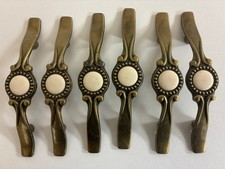 6 Vintage NOS Amerock 3" Cabinet Handle Pull Brass  Porcelain True Elegance