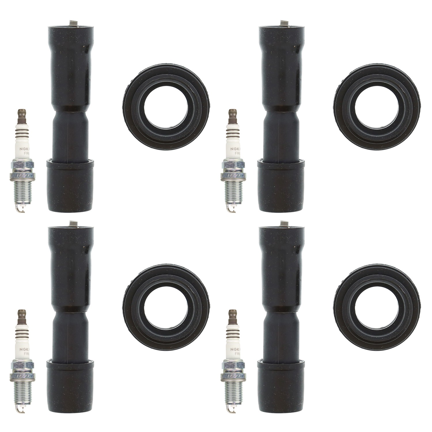 NGK 4 Ruthenium HX H. I. Spark Plugs  Denso Coil Boots Kit for CR-Z Fit 1.5L L4