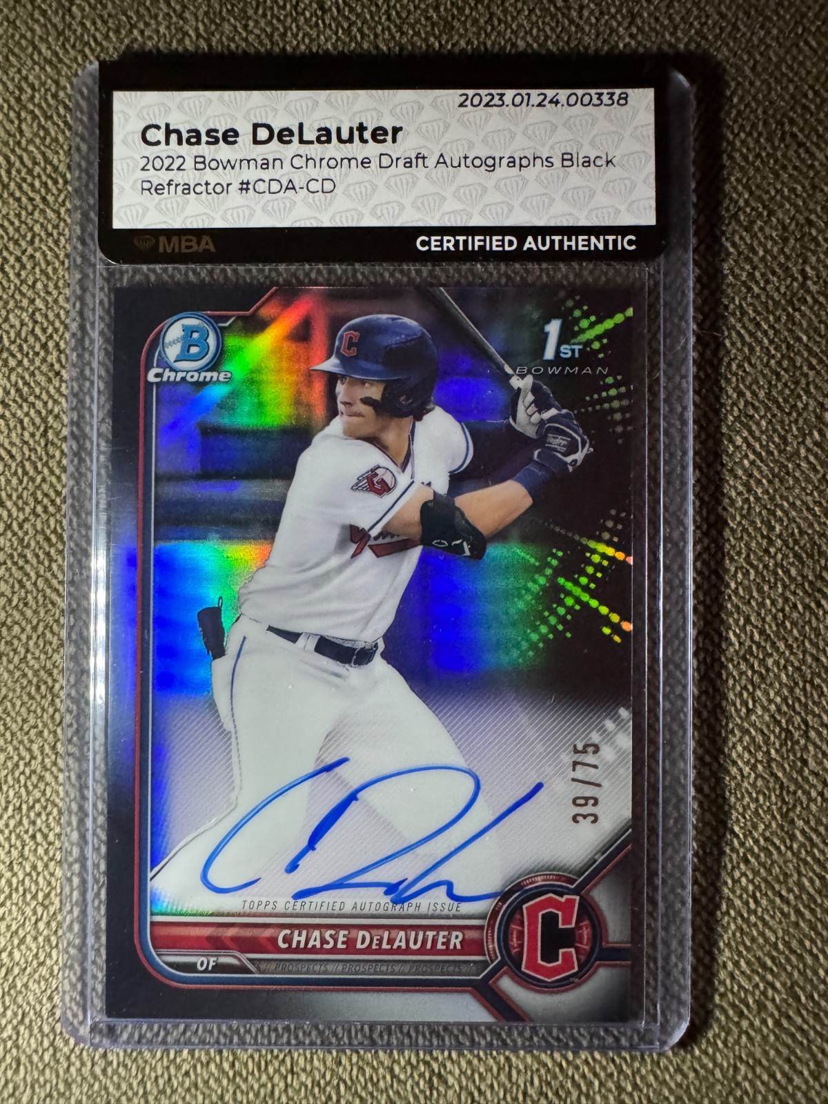 2022 Bowman Chrome Draft Chase DeLauter Black /75 Auto #CDA-CD